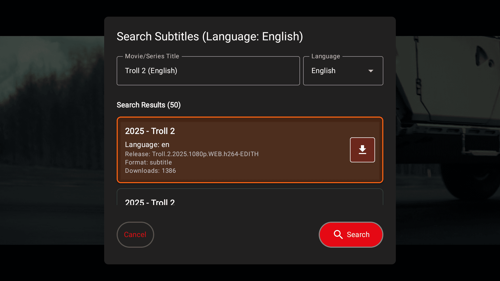 Integrated Subtitle Search